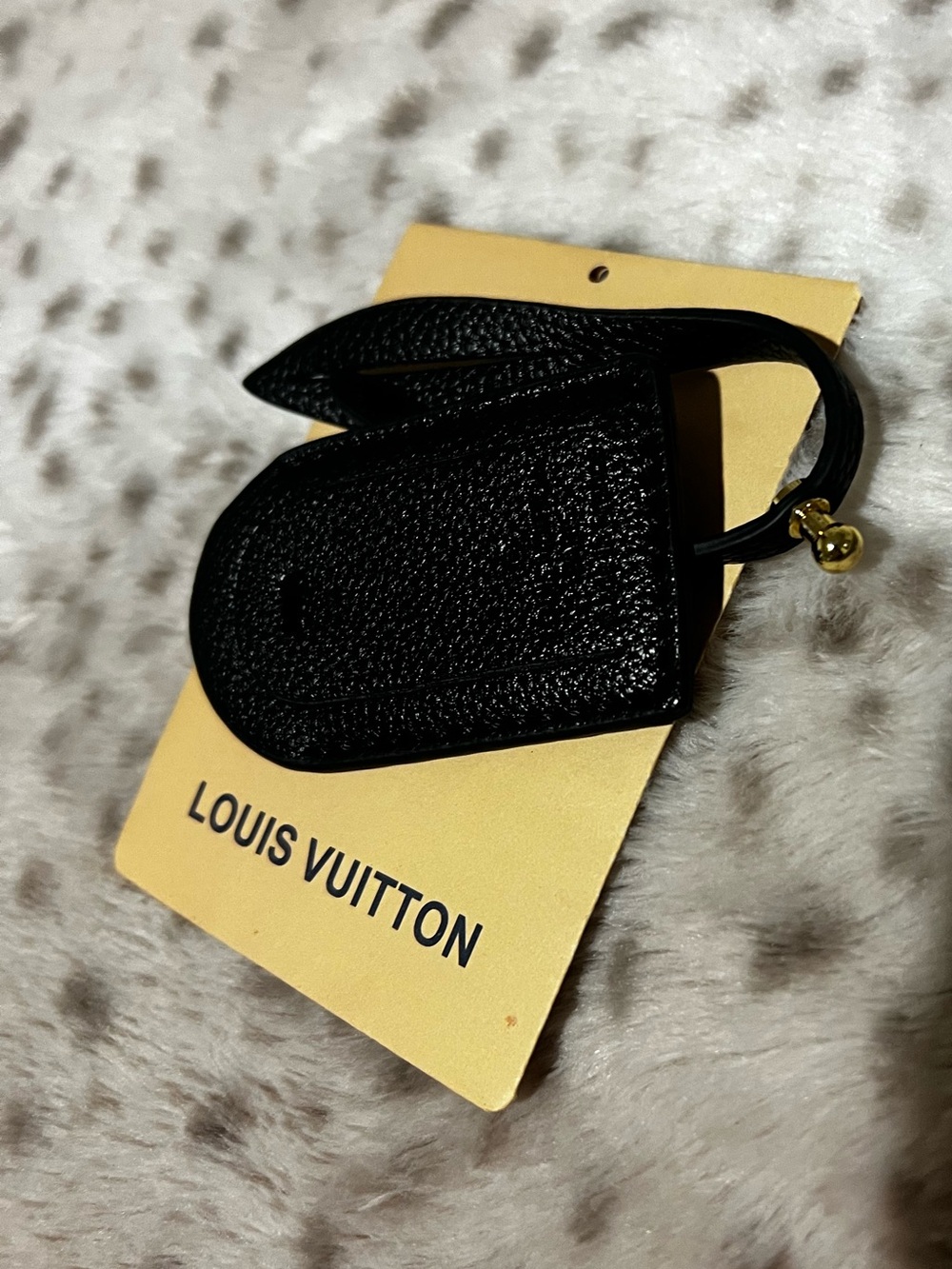 Louis Vuitton Black Textured Leather Bag Charm